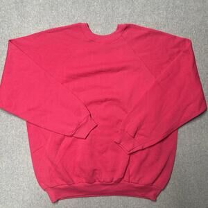 Vintage 90s Hot Pink Tultex Sweatshirt Mens X-Large Made In USA Crewneck Blank
